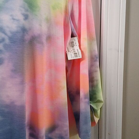 HoneyMe tie dye tunic multicolor blouse spring summer fun blouse Sz XL NWT - Picture 7 of 9
